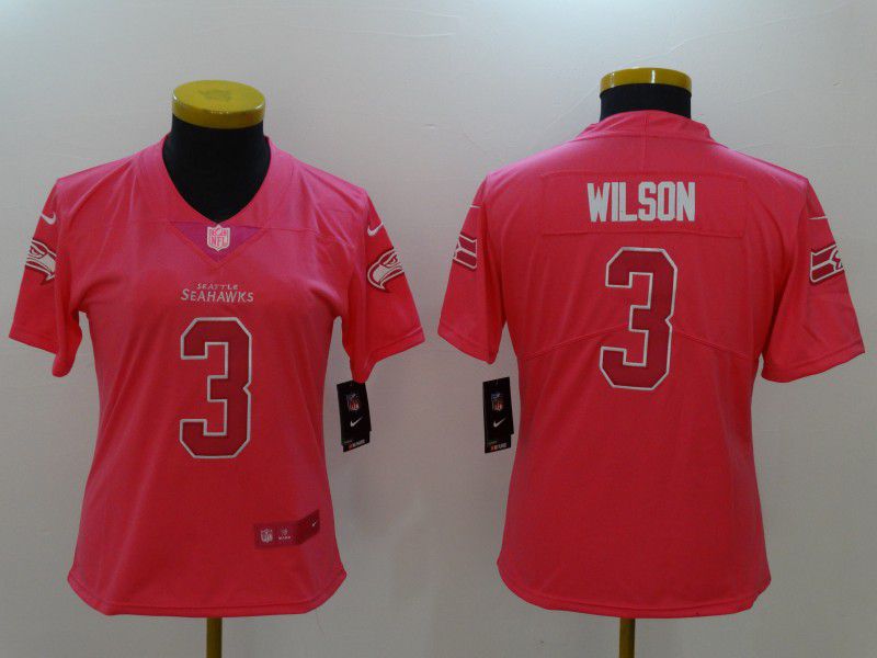 Women Seattle Seahawks #3 Wilson Pink Nike Vapor Untouchable Limited NFL Jerseys